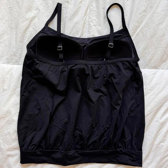 lands end black blouson tankini swimsuit top sz 10P modest beach vacation - Picture 4 of 7